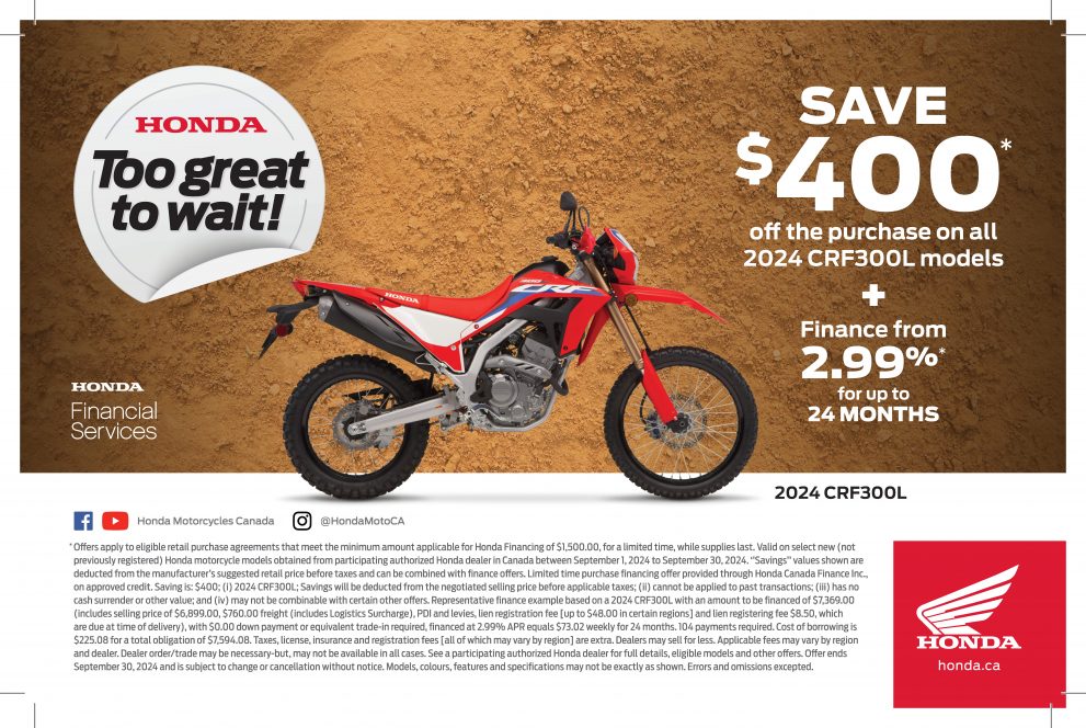 HONDA – TOO GREAT TO WAIT – 2024 CRF300L